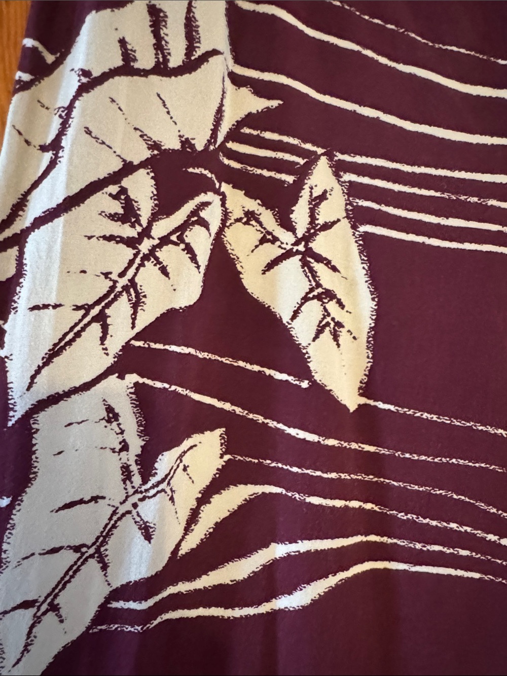 Wahine Toa Purple Wide-Leg Pants with cream colored Kalo Print - Picture 5 of 5